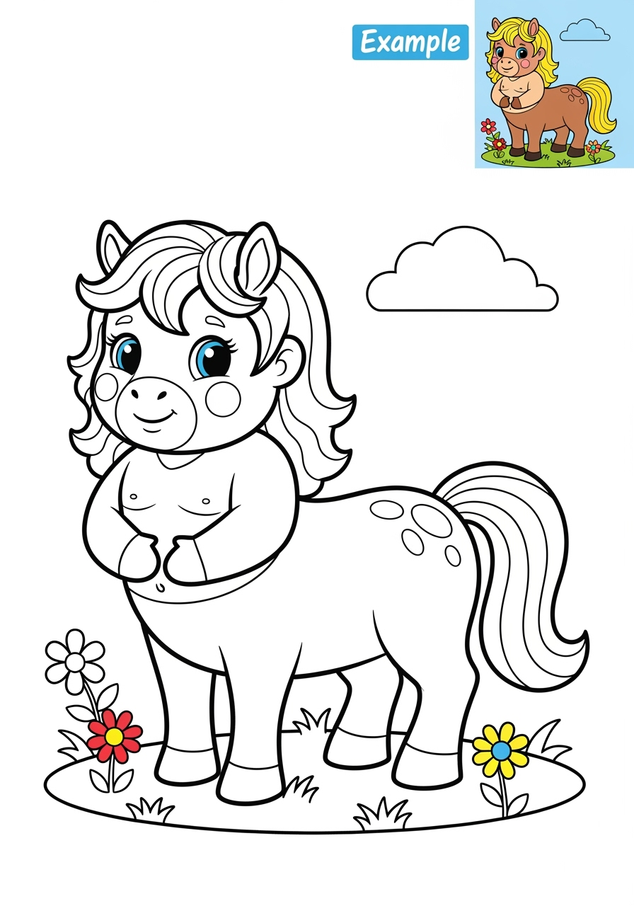 easy animals Legendary Creature centaur kids coloring page 0