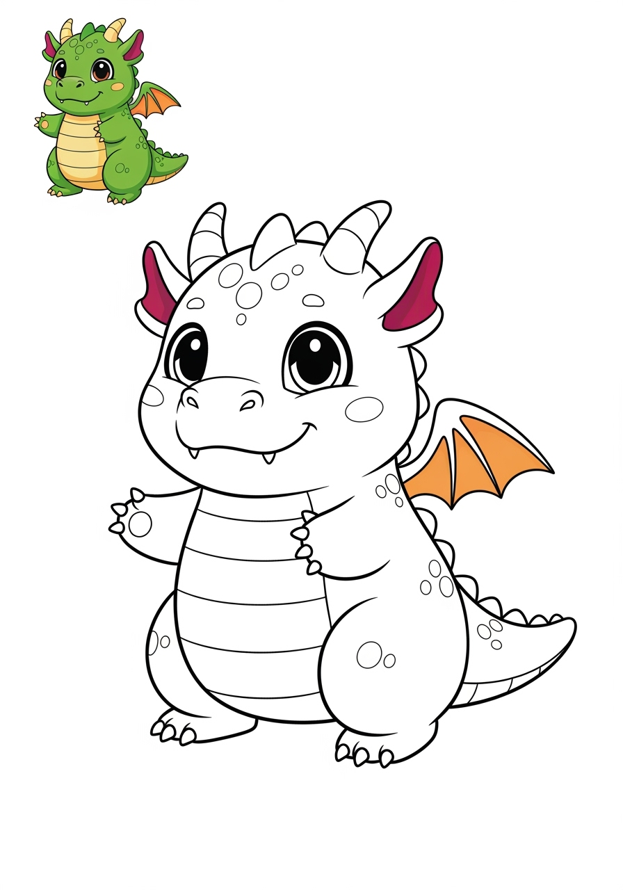 easy animals Legendary Creature dragon kids coloring page 0