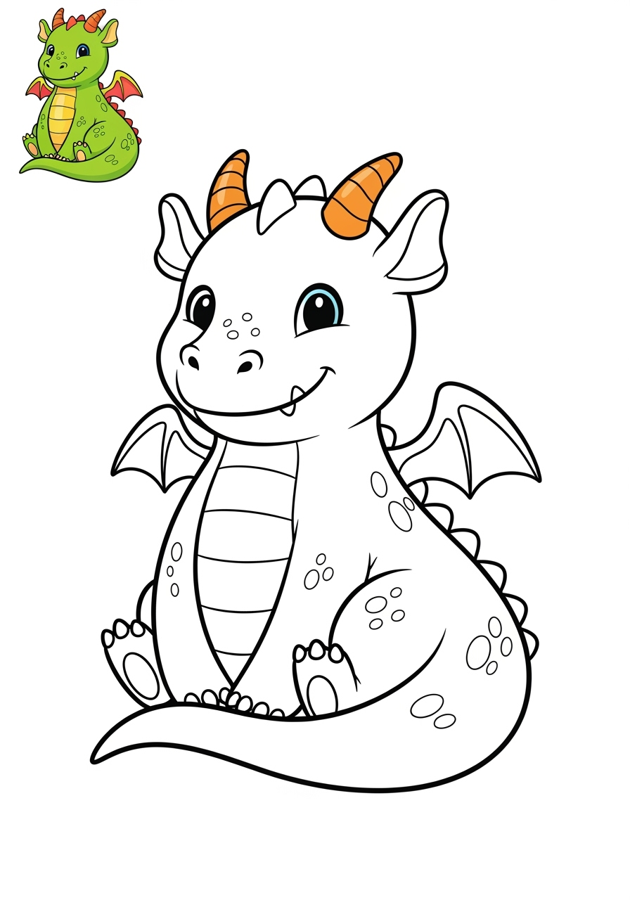 easy animals Legendary Creature dragon kids coloring page 1
