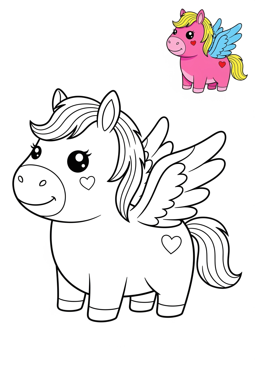 easy animals Legendary Creature pegasus kids coloring page 0