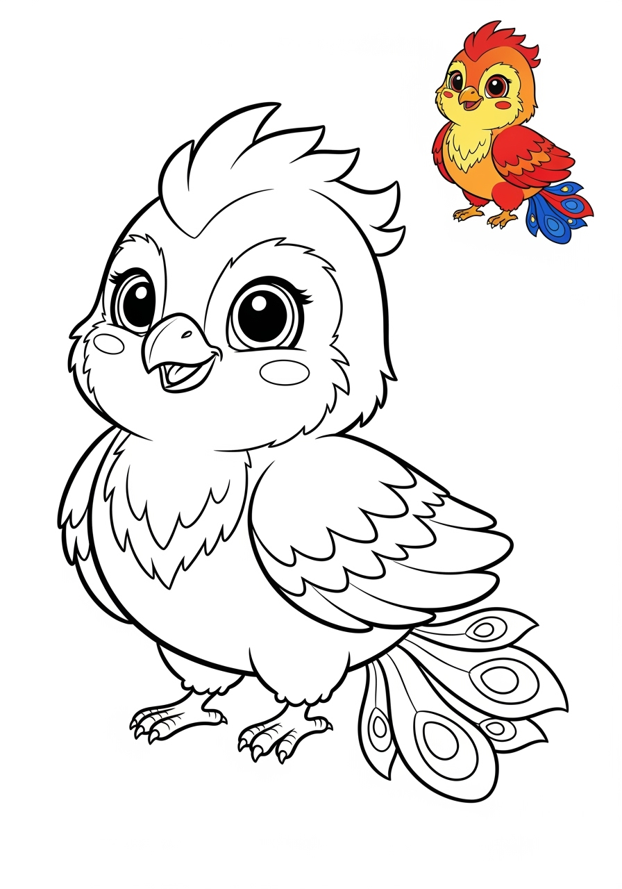 easy animals Legendary Creature phoenix kids coloring page 0