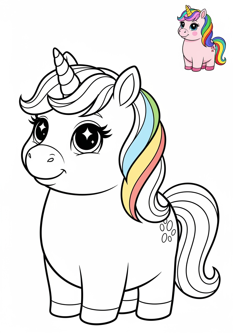 easy animals Legendary Creature unicorn kids coloring page 0