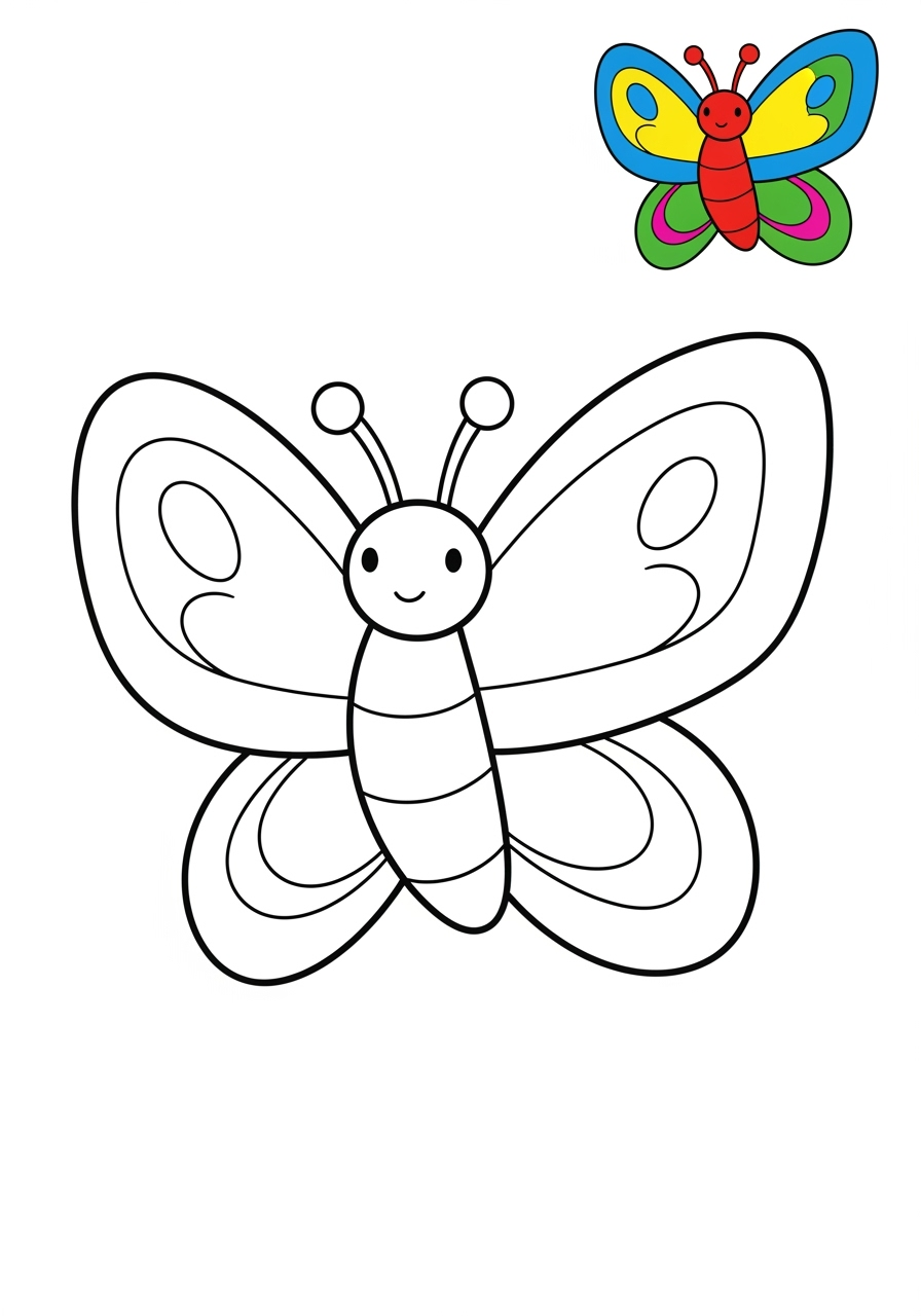 easy animals Popular Animals for Kids butterfly kids coloring page 1