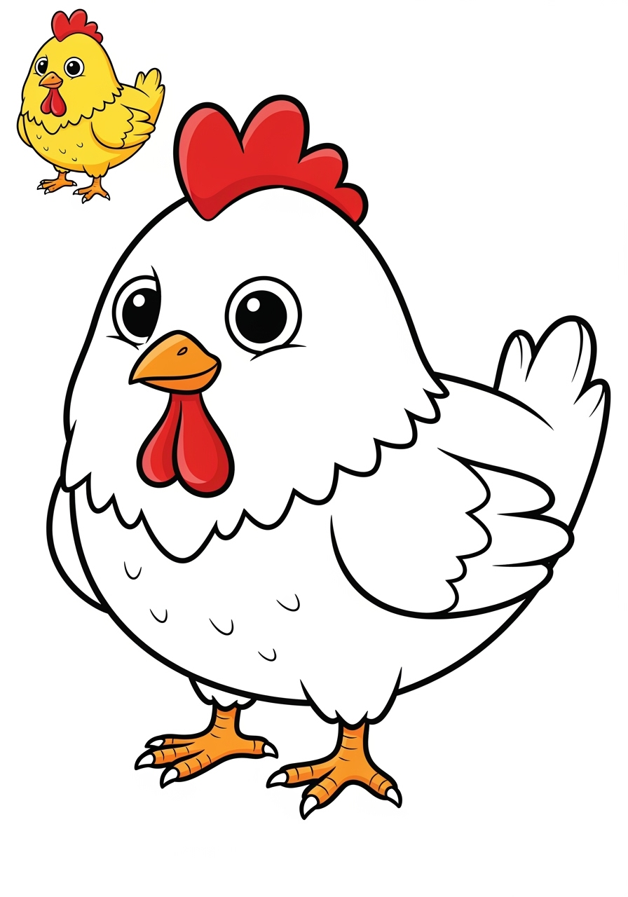 easy animals Popular Animals for Kids chicken kids coloring page 0