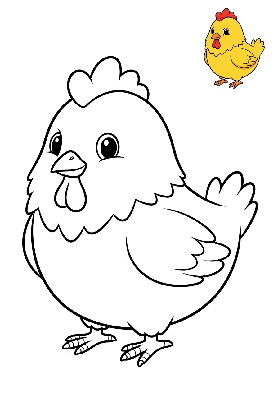 easy animals Popular Animals for Kids chicken kids coloring page 1