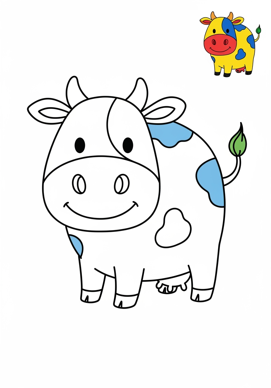 easy animals Popular Animals for Kids cow kids coloring page 0