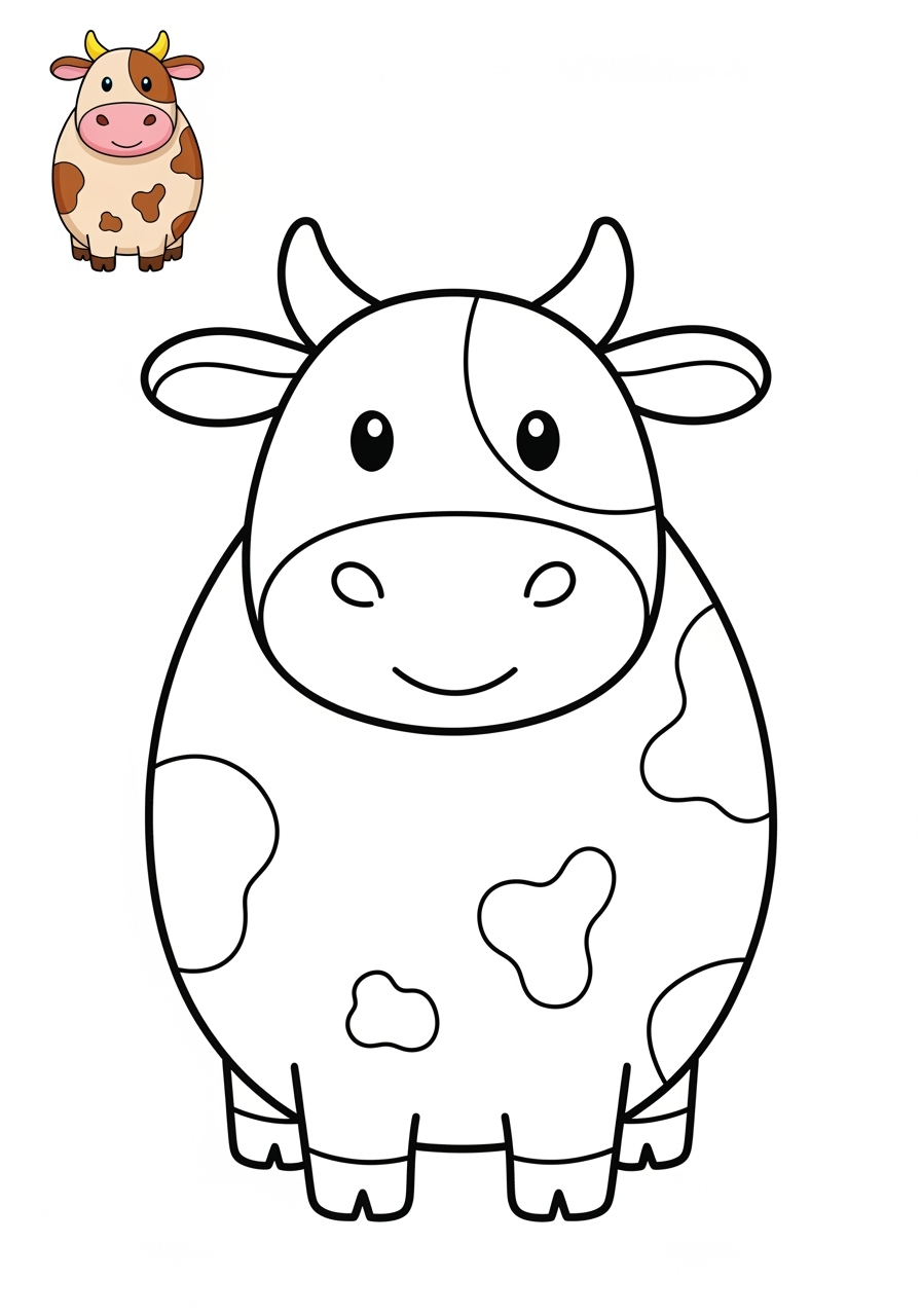 easy animals Popular Animals for Kids cow kids coloring page 1