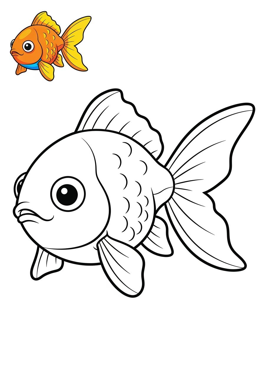 easy animals Popular Animals for Kids goldfish kids coloring page 0