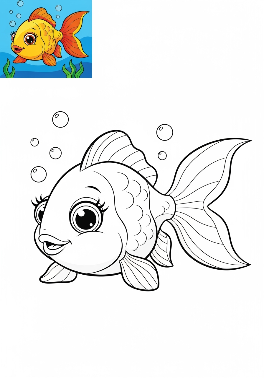 easy animals Popular Animals for Kids goldfish kids coloring page 1