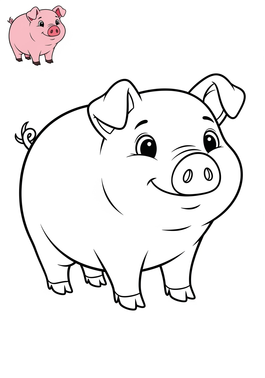 easy animals Popular Animals for Kids pig kids coloring page 0