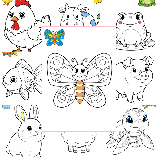 Easy Animals Popular Animals for Kids Coloring Sheets Collections Thumbnail