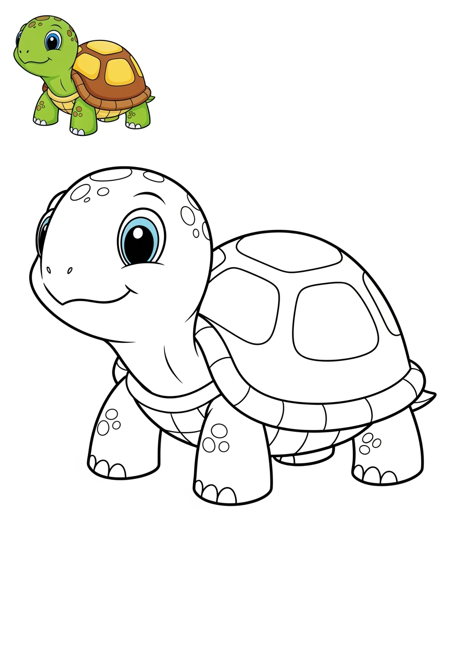 easy animals Popular Animals for Kids turtle kids coloring page 1