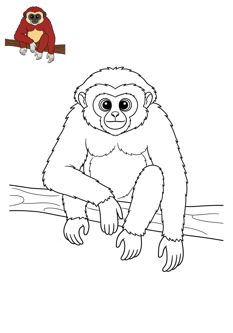 easy animals Zoo & Safari Favorites gibbon kids coloring page 0