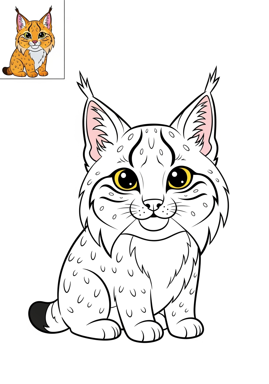 easy animals Zoo & Safari Favorites lynx kids coloring page 0