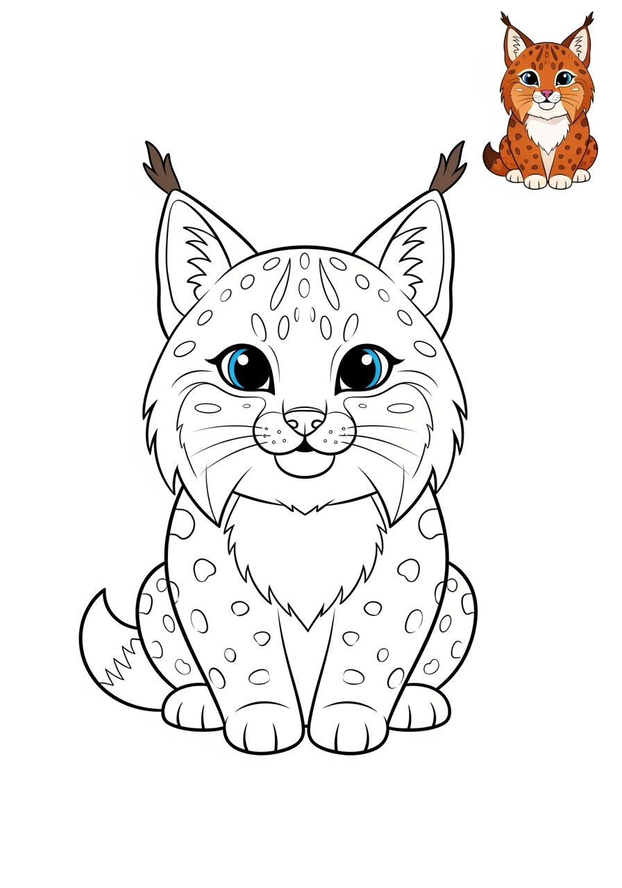 easy animals Zoo & Safari Favorites lynx kids coloring page 1