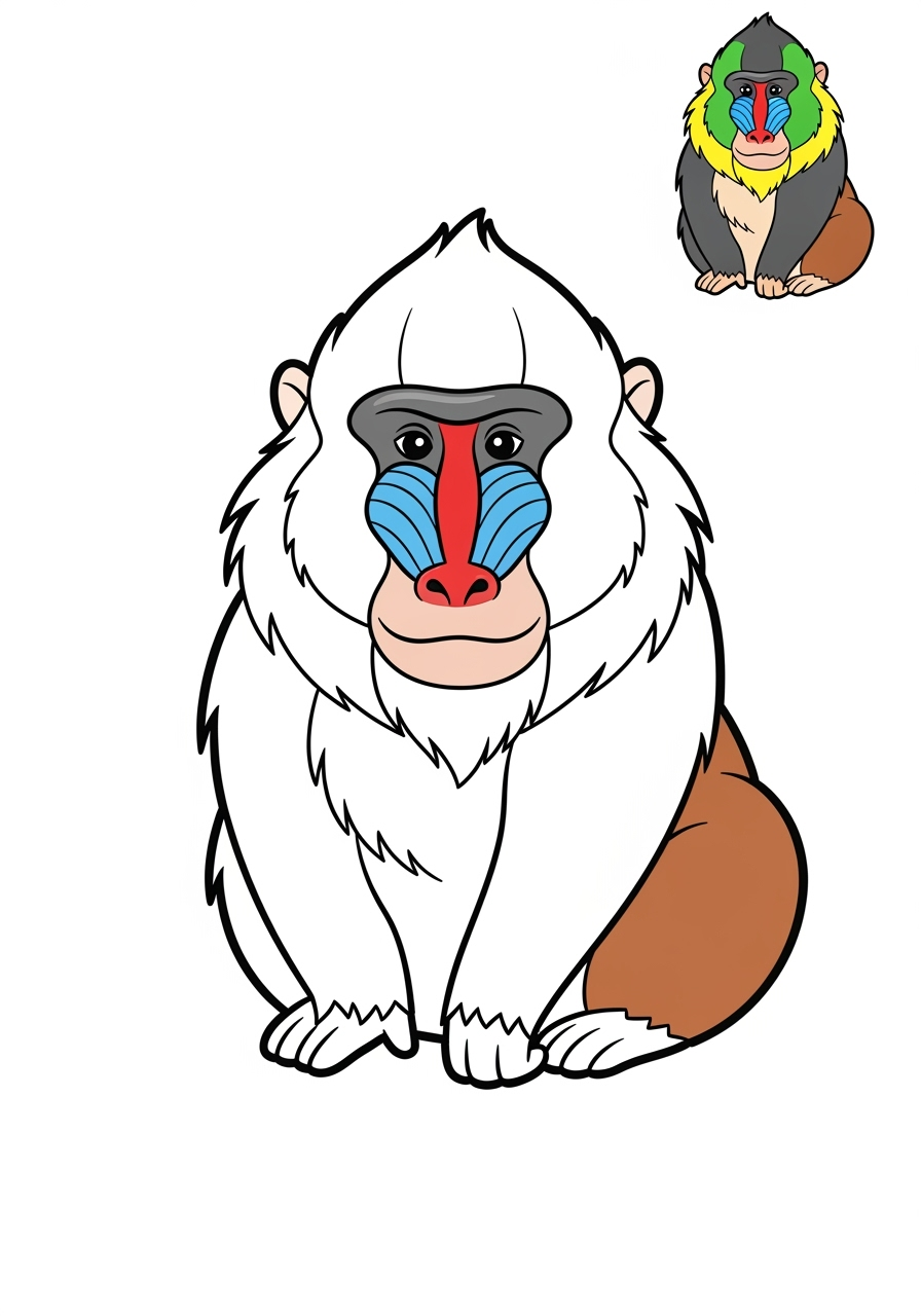 easy animals Zoo & Safari Favorites mandrill kids coloring page 0