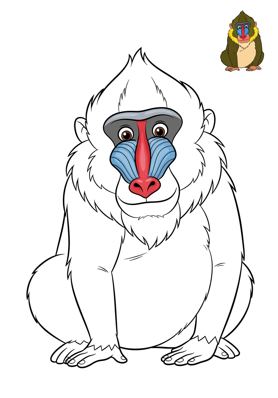 easy animals Zoo & Safari Favorites mandrill kids coloring page 1