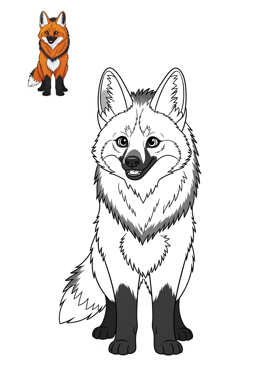 easy animals Zoo & Safari Favorites maned wolf kids coloring page 0