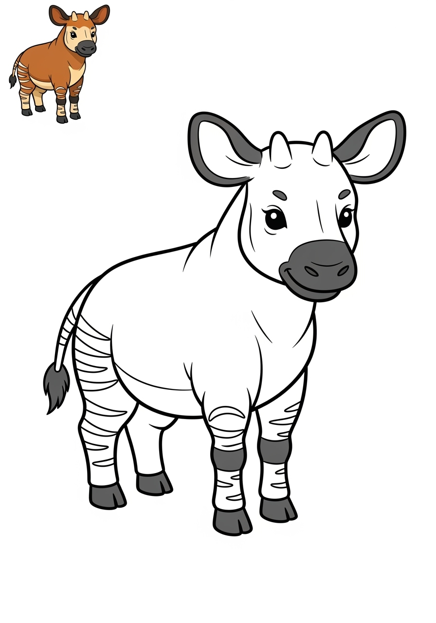 easy animals Zoo & Safari Favorites okapi kids coloring page 0