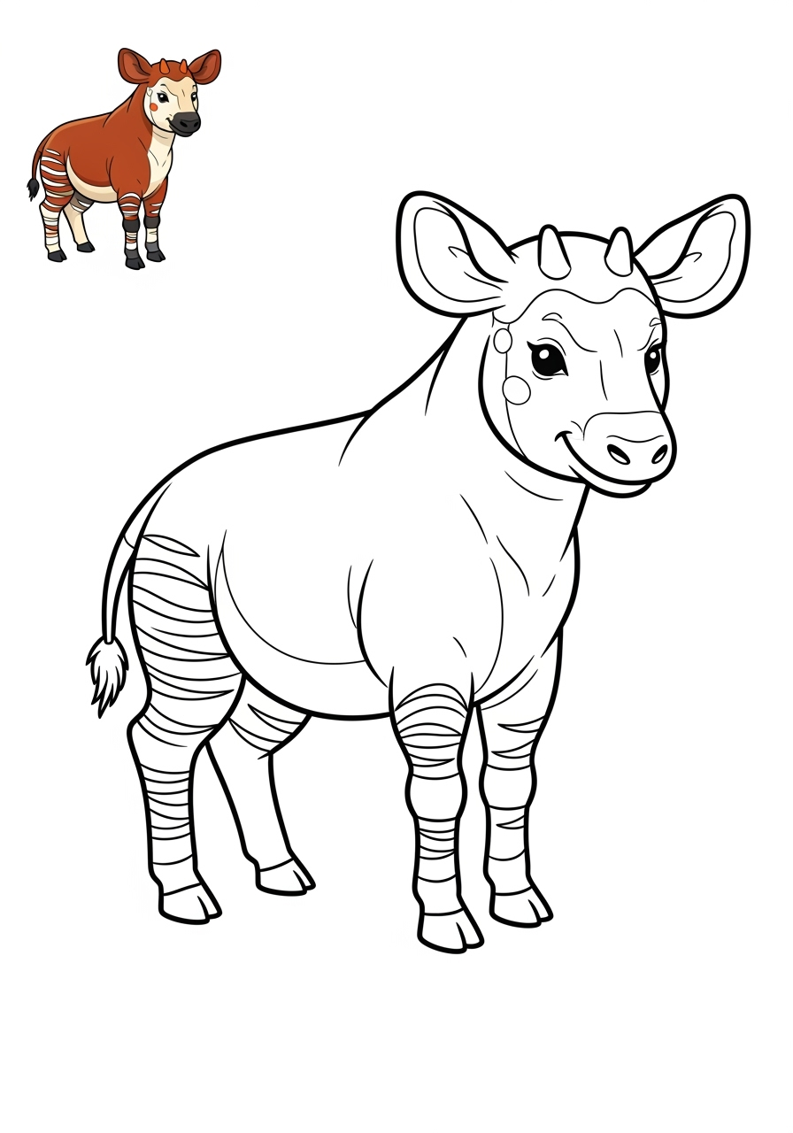 easy animals Zoo & Safari Favorites okapi kids coloring page 1