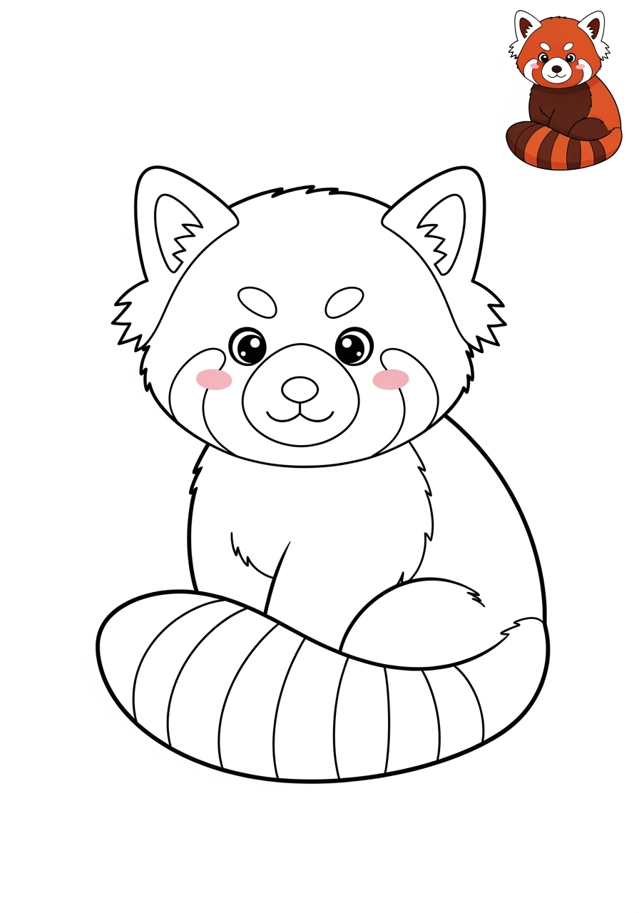 easy animals Zoo & Safari Favorites red panda kids coloring page 0