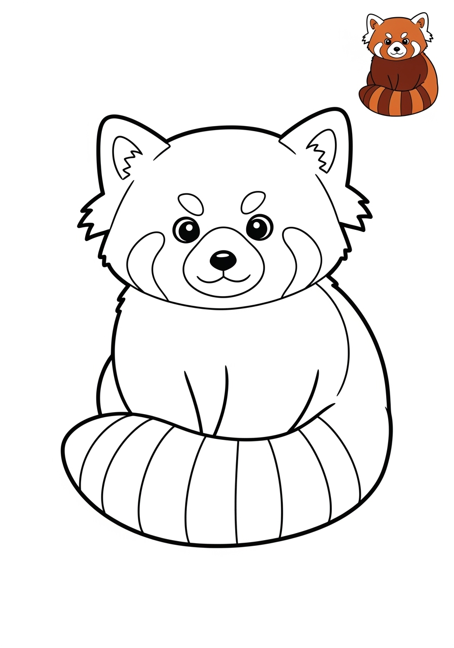easy animals Zoo & Safari Favorites red panda kids coloring page 1
