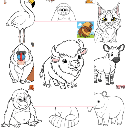 Easy Animals Zoo & Safari Favorites Coloring Sheets Collections Thumbnail