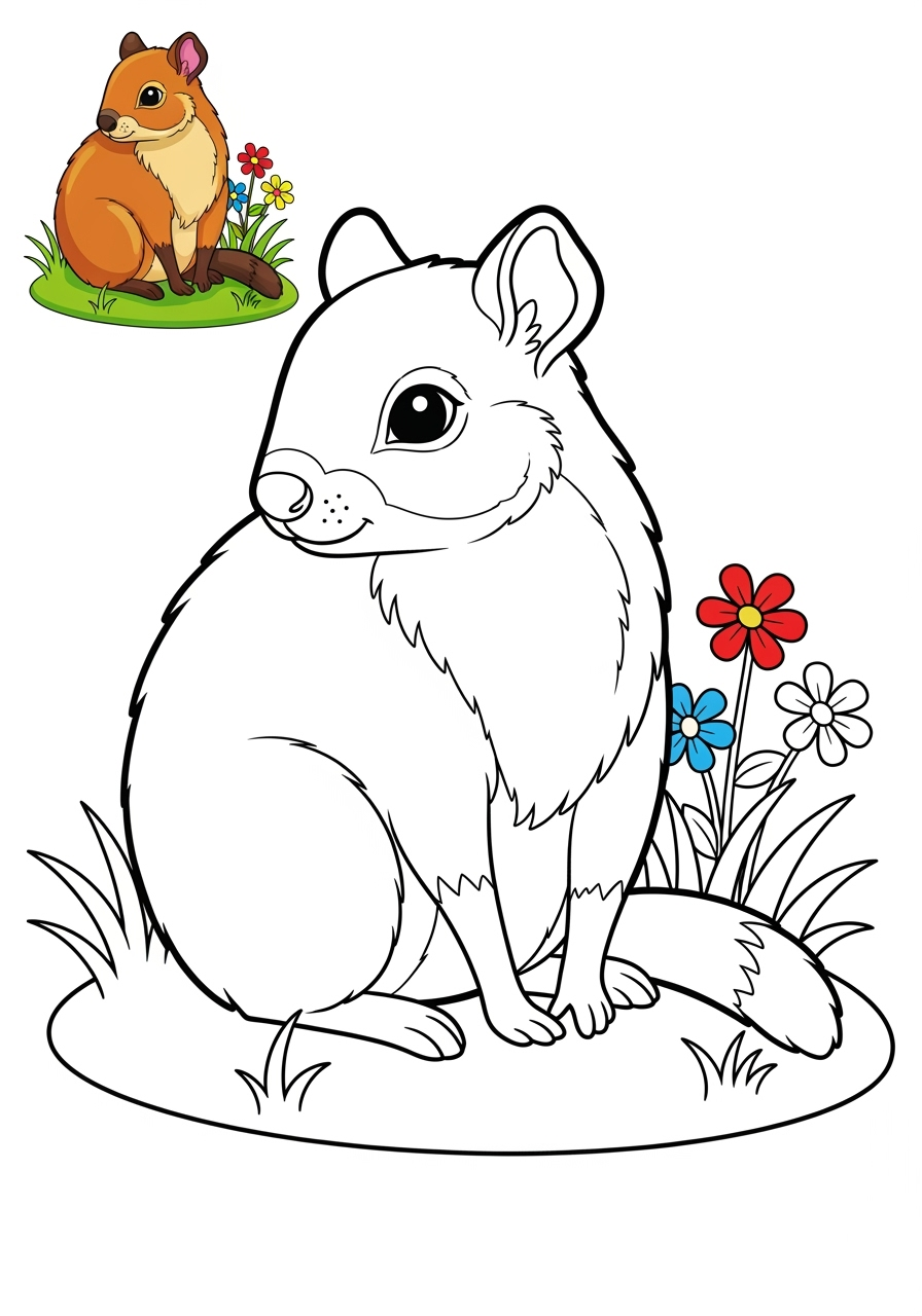easy animals Rainforest & Jungle agouti kids coloring page 0