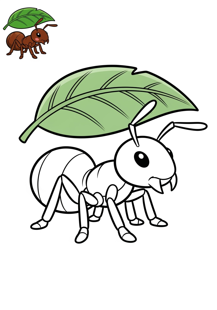 easy animals Rainforest & Jungle leafcutter ant kids coloring page 0