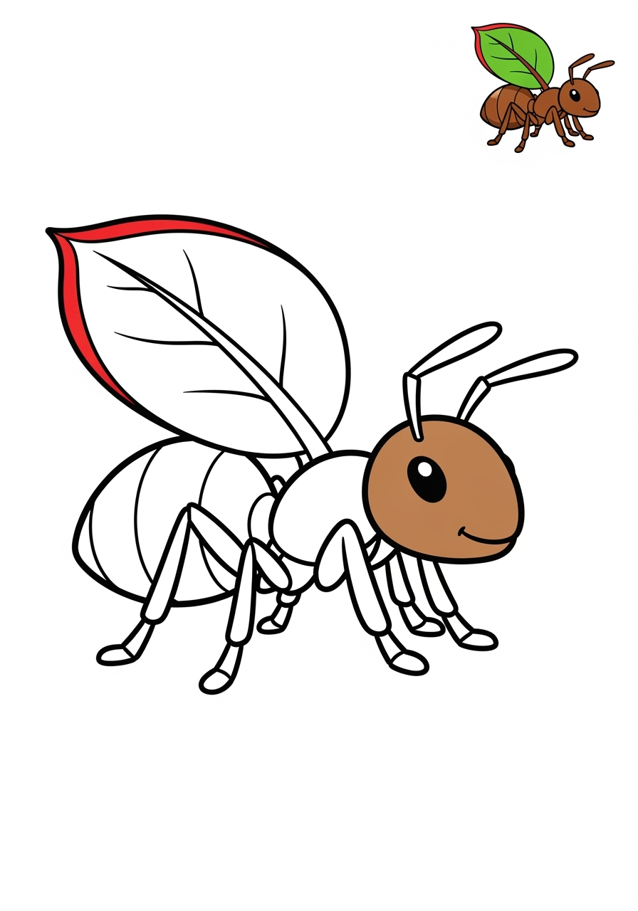 easy animals Rainforest & Jungle leafcutter ant kids coloring page 1