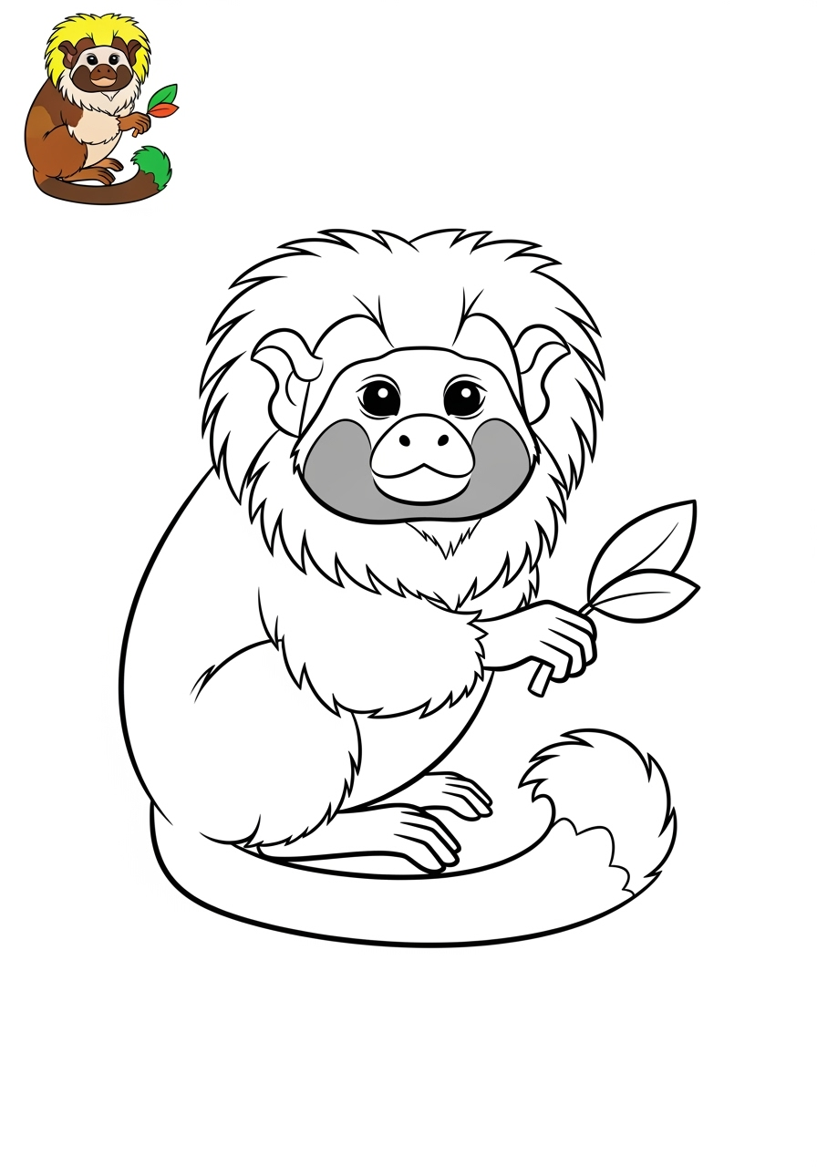 easy animals Rainforest & Jungle tamarin kids coloring page 1
