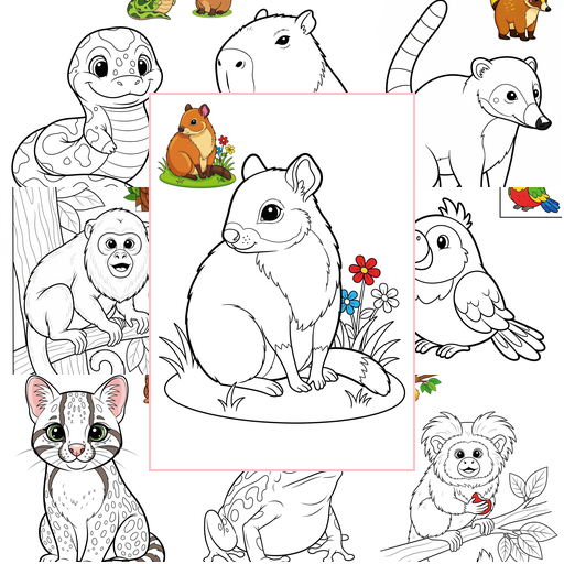 Easy Animals Rainforest & Jungle Coloring Sheets Collections Thumbnail