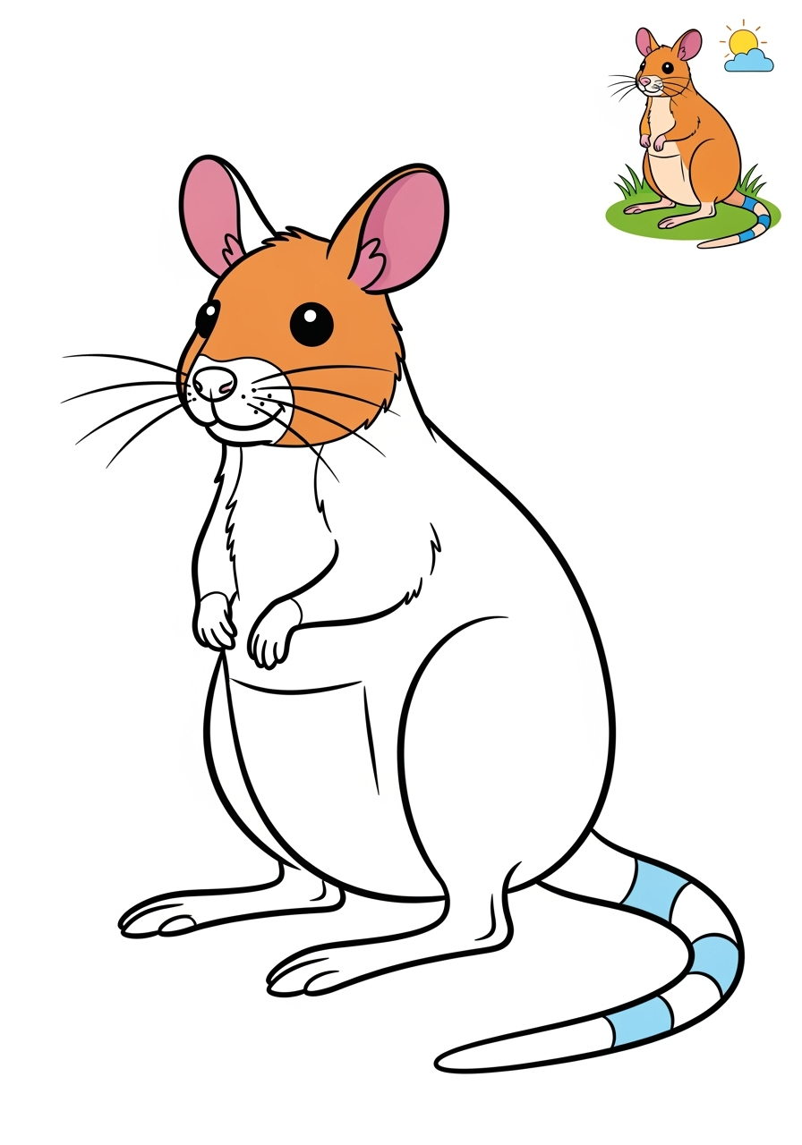 easy animals Australian & Unique kangaroo rat kids coloring page 1