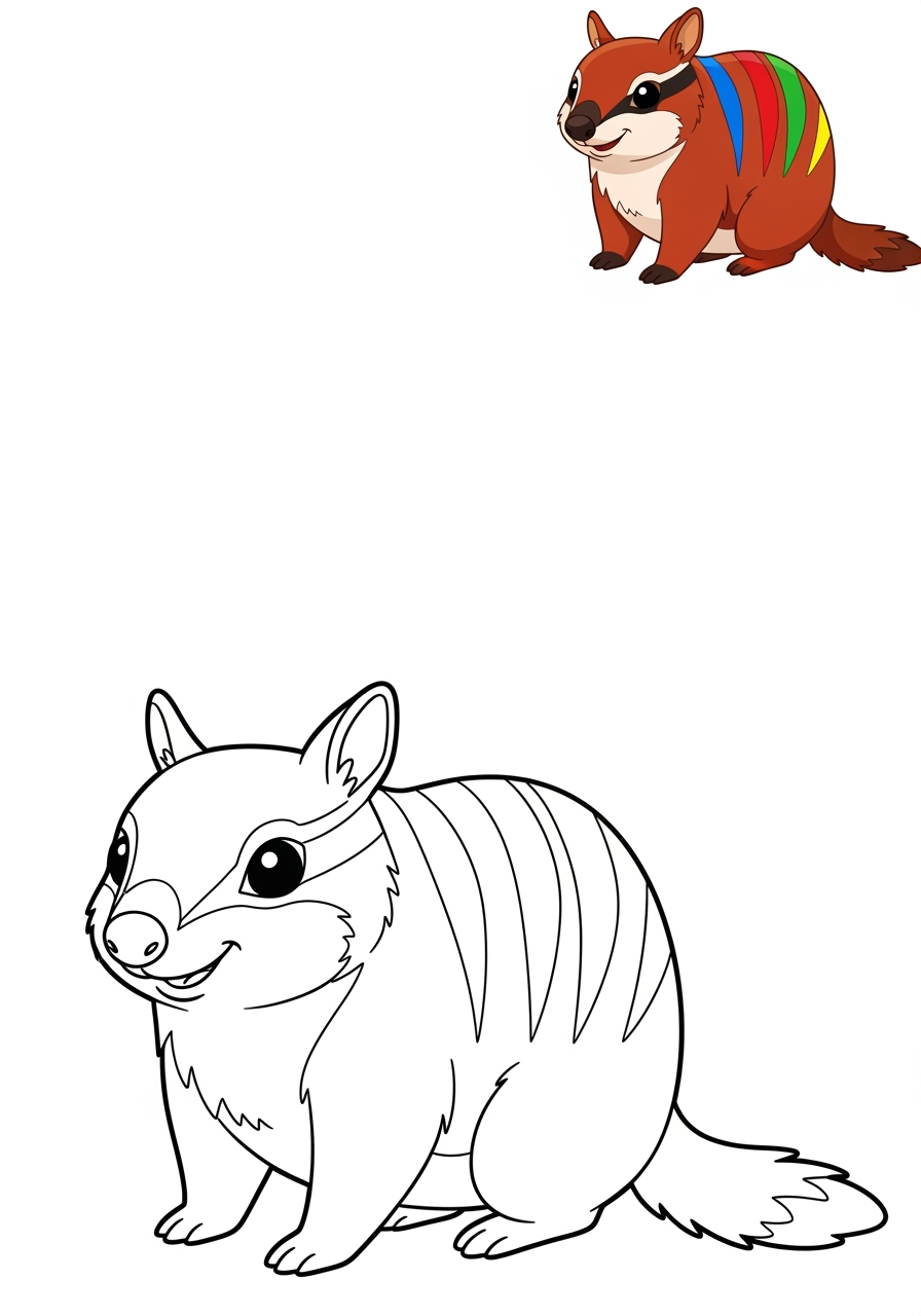 easy animals Australian & Unique numbat kids coloring page 0