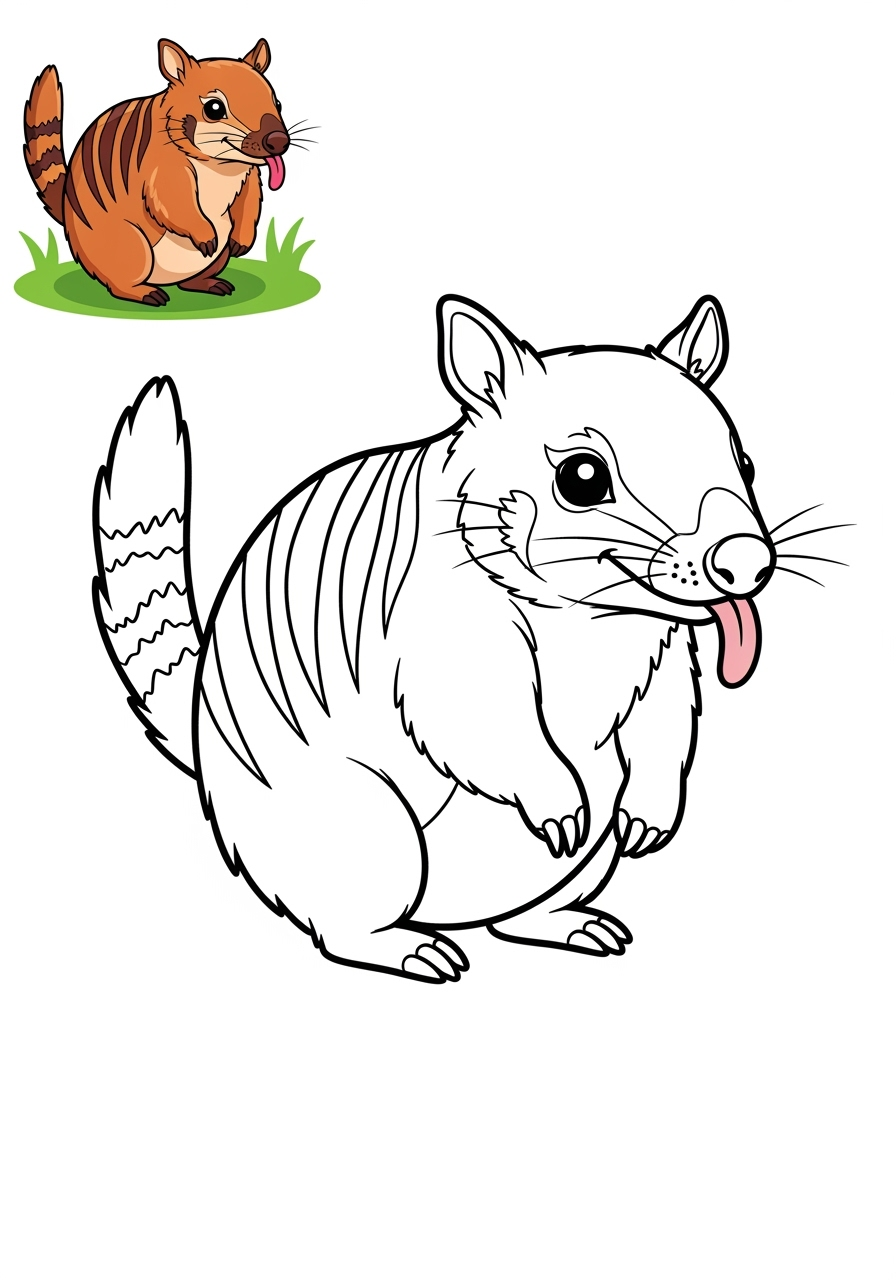easy animals Australian & Unique numbat kids coloring page 1