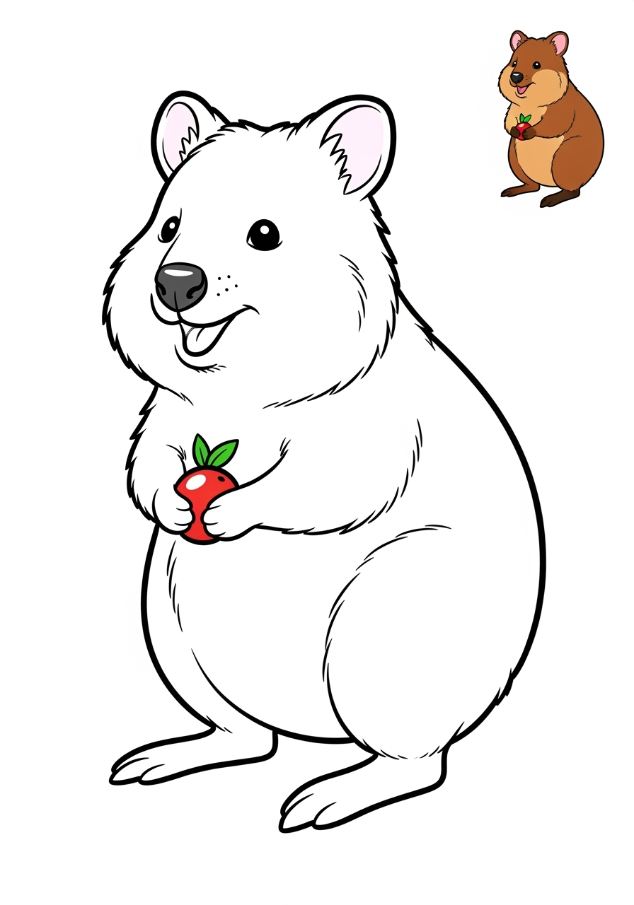 easy animals Australian & Unique quokka kids coloring page 1