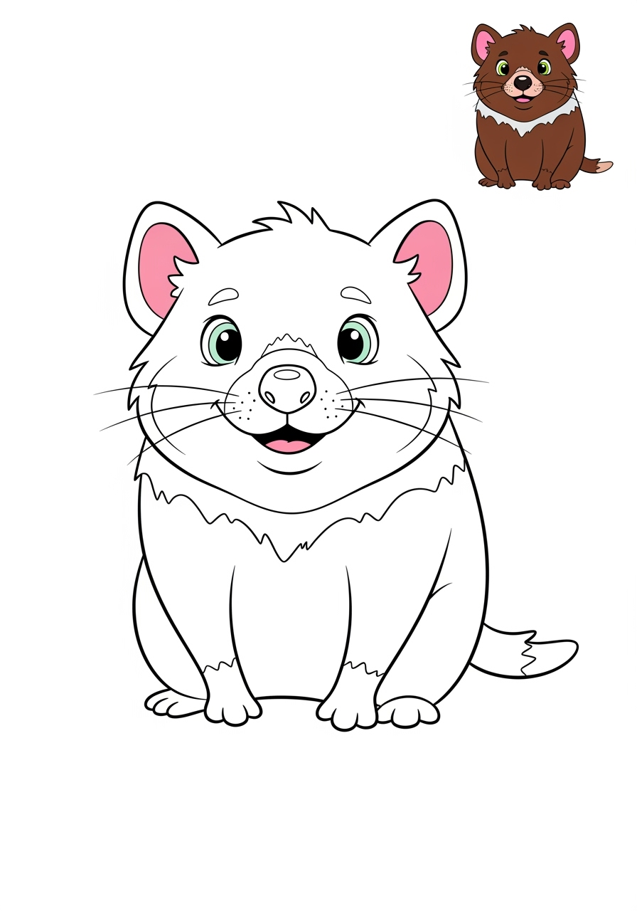 easy animals Australian & Unique tasmanian devil kids coloring page 0