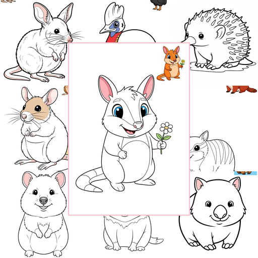 Easy Animals Australian & Unique Coloring Sheets Collections Thumbnail