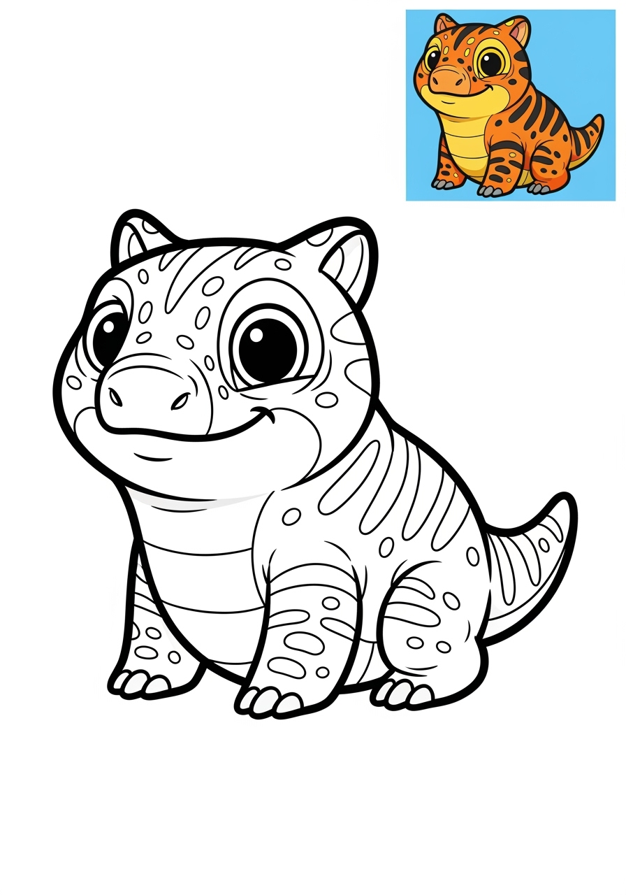 easy animals Desert & Mountain gila monster kids coloring page 1