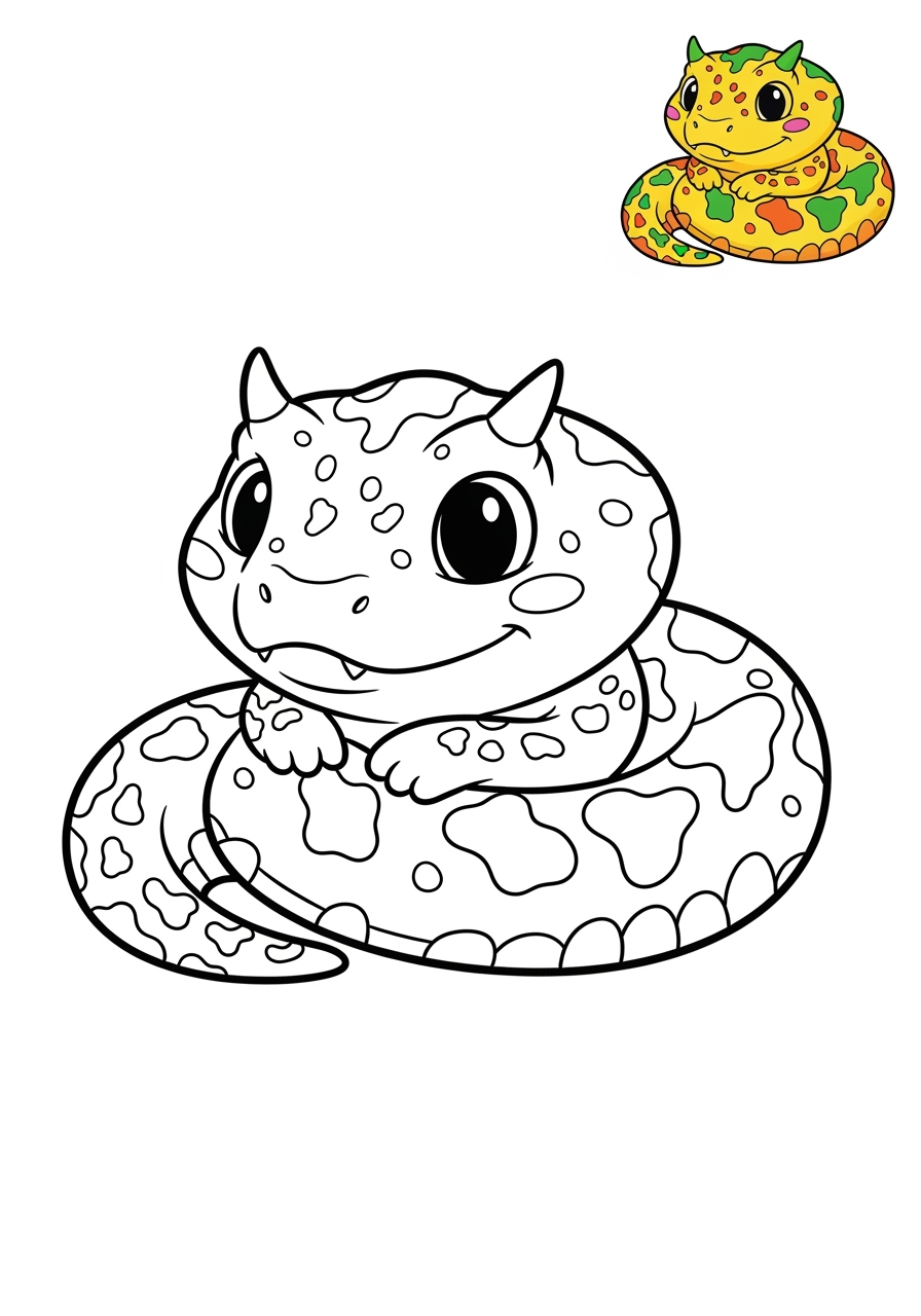 easy animals Desert & Mountain horned viper kids coloring page 0