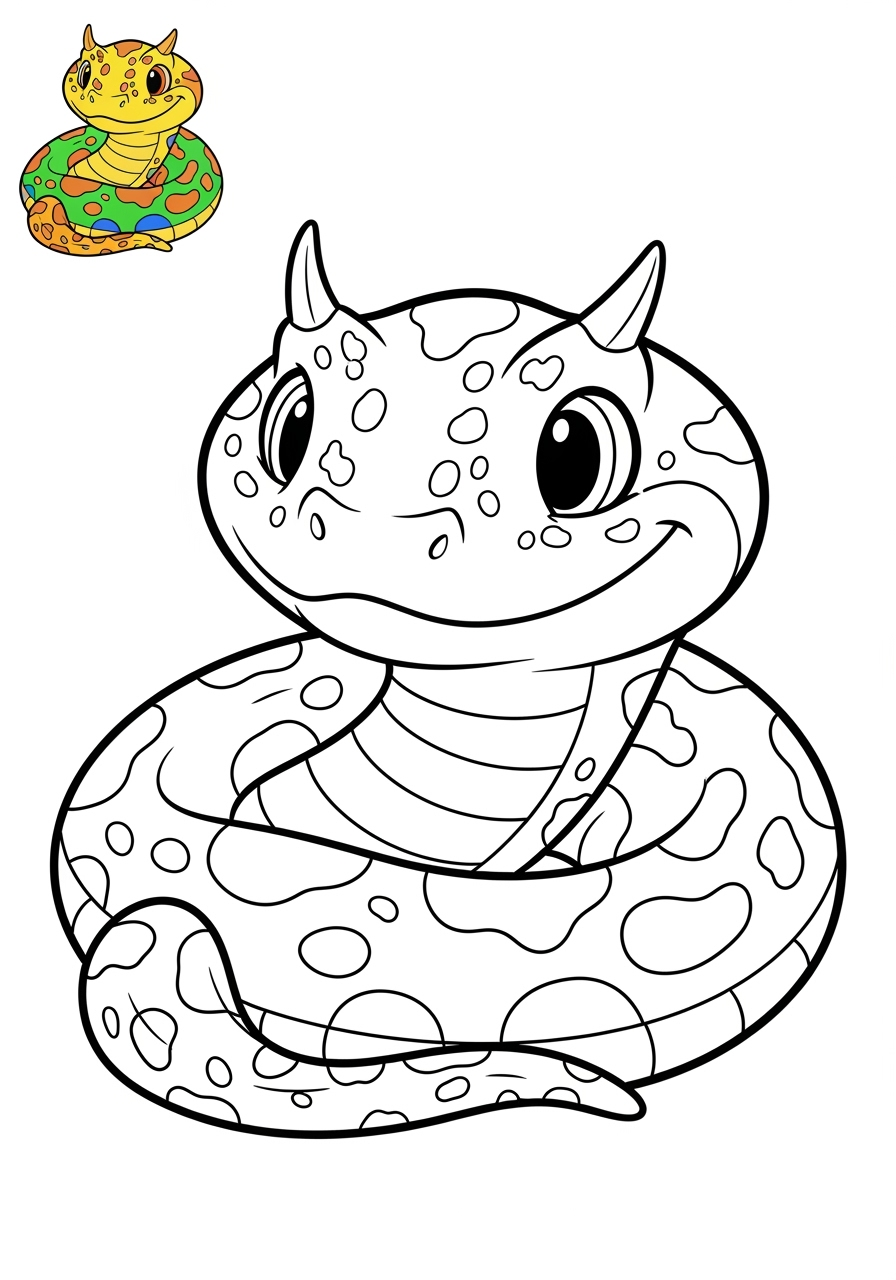 easy animals Desert & Mountain horned viper kids coloring page 1