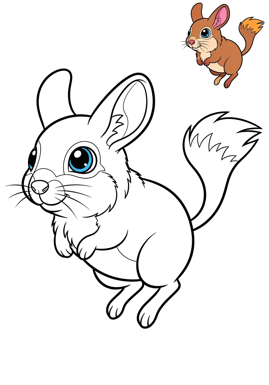 easy animals Desert & Mountain jerboa kids coloring page 0