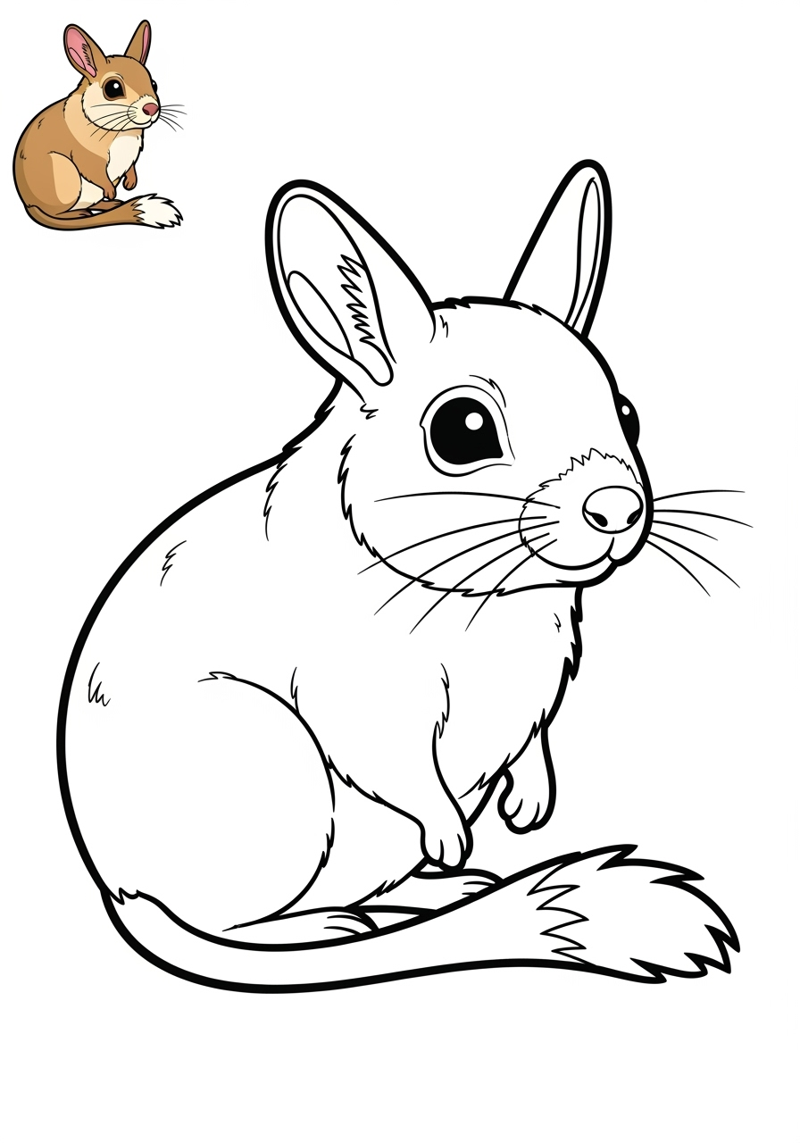 easy animals Desert & Mountain jerboa kids coloring page 1