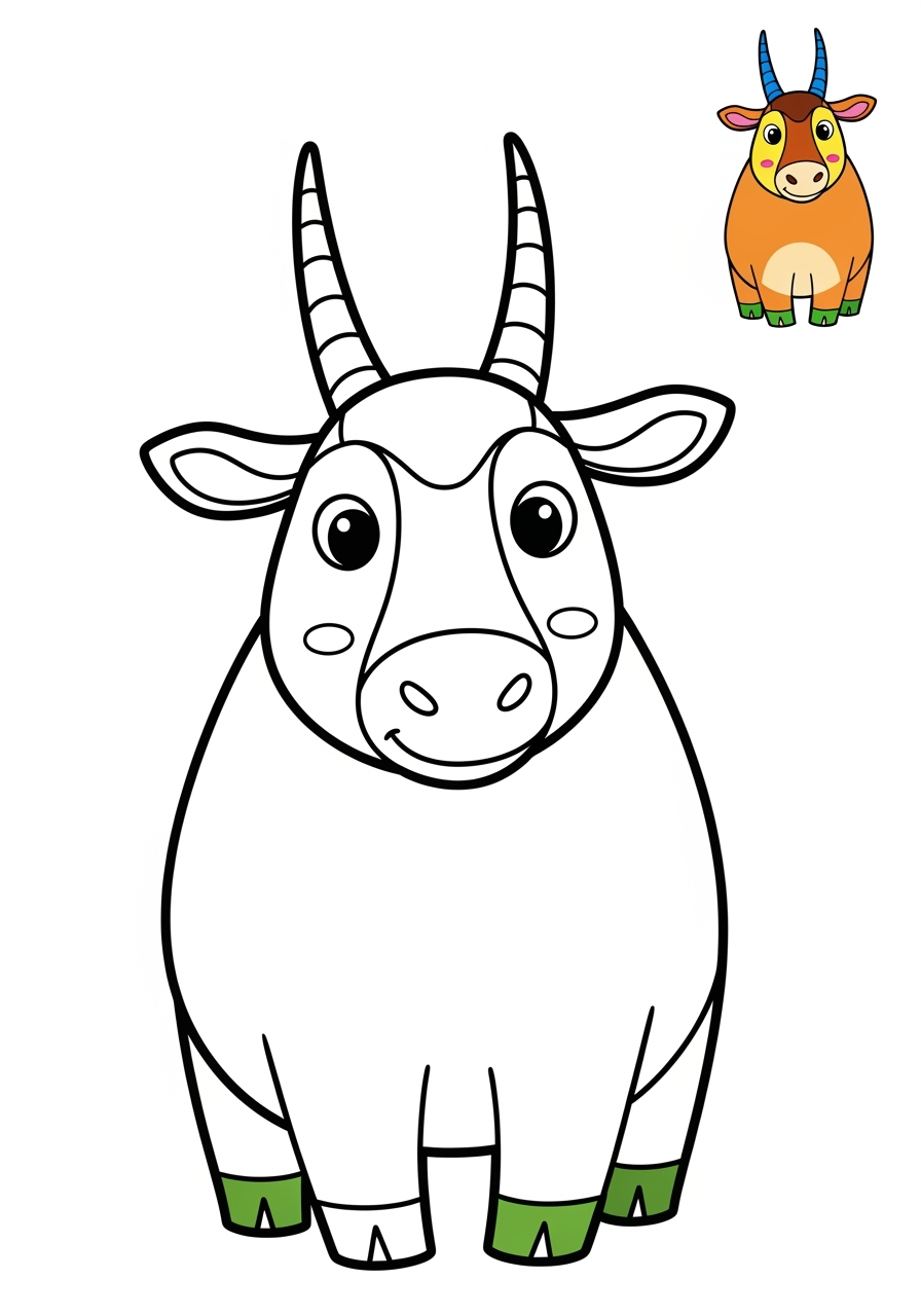 easy animals Desert & Mountain oryx kids coloring page 0