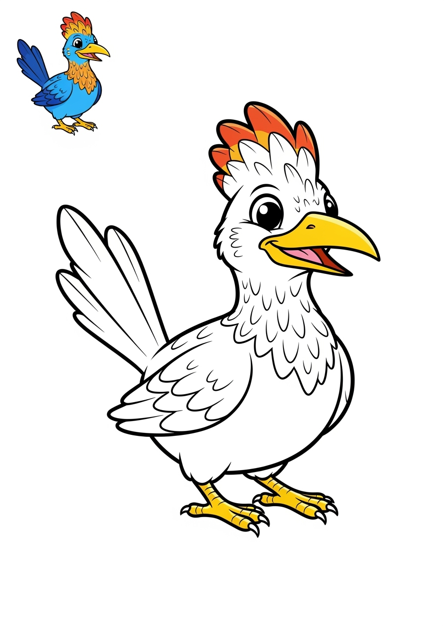 easy animals Desert & Mountain roadrunner kids coloring page 0