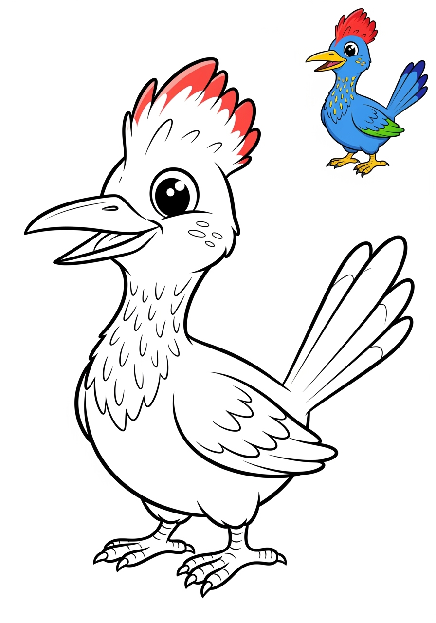 easy animals Desert & Mountain roadrunner kids coloring page 1