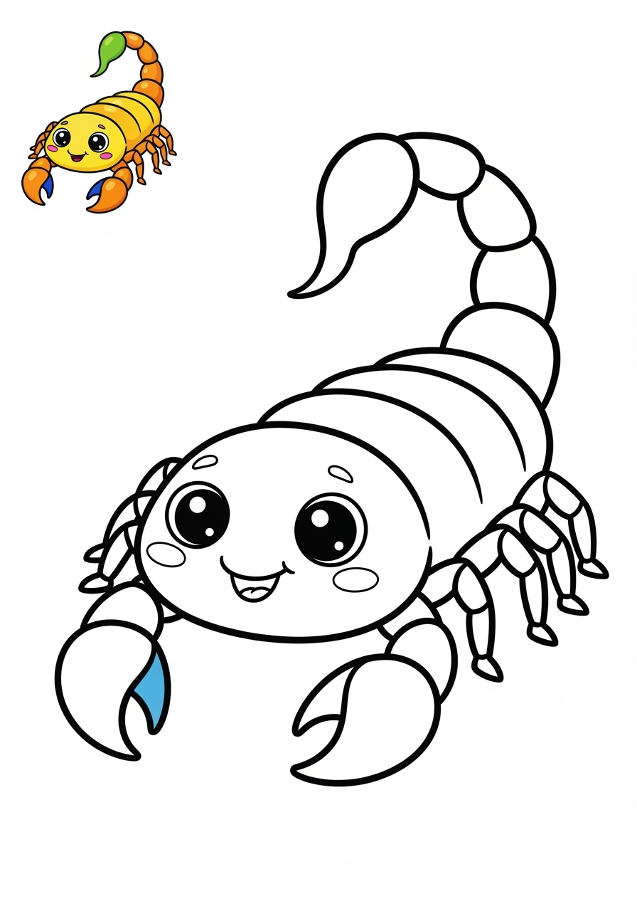 easy animals Desert & Mountain scorpion kids coloring page 0
