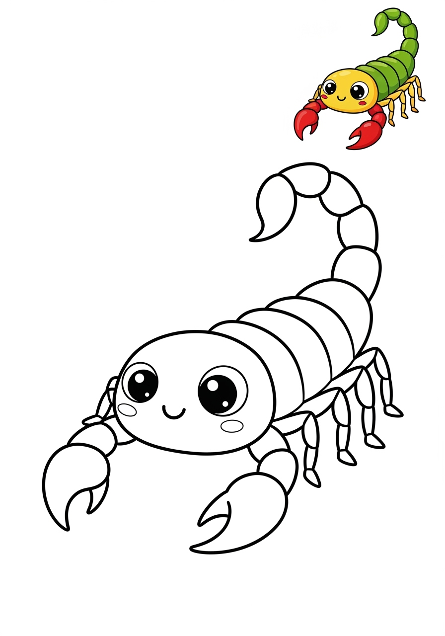 easy animals Desert & Mountain scorpion kids coloring page 1