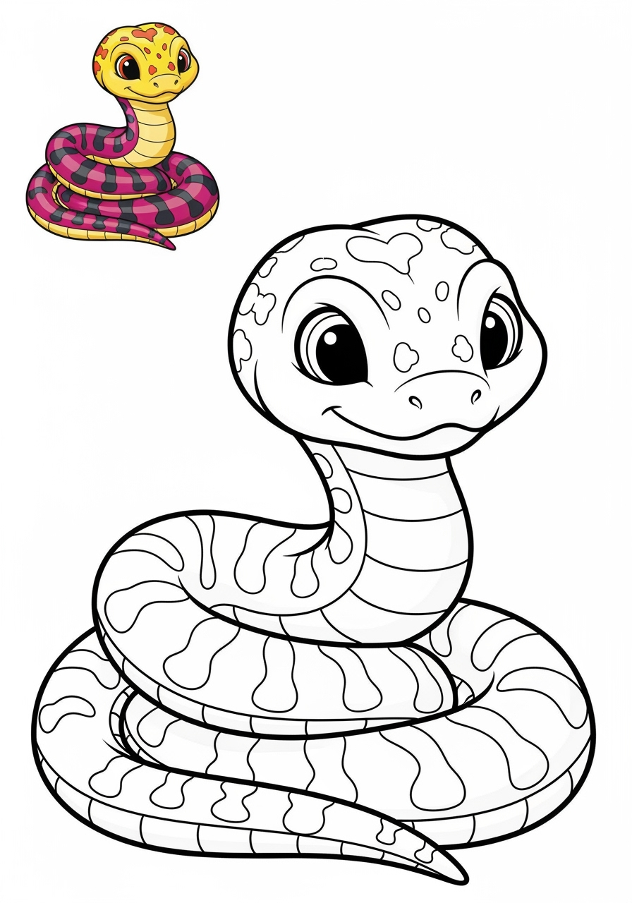 easy animals Desert & Mountain sidewinder kids coloring page 0