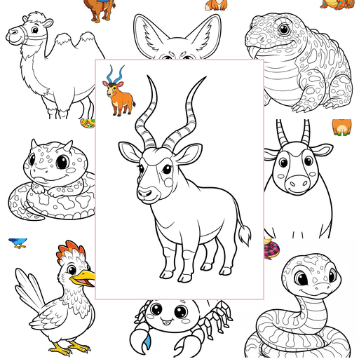 Easy Animals Desert & Mountain Coloring Sheets Collections Thumbnail